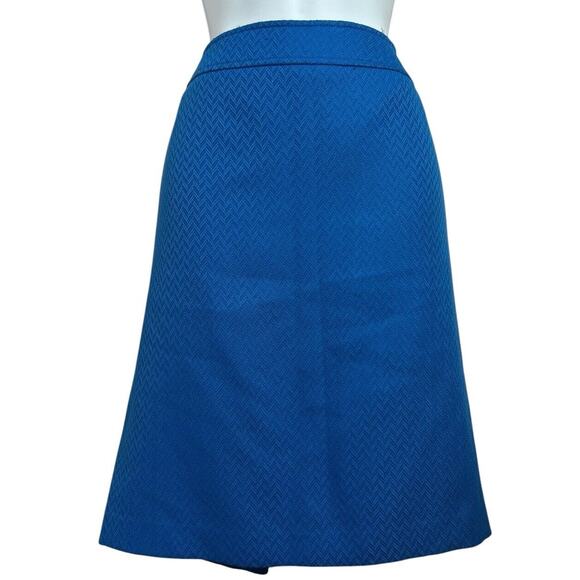 Tahari Arthur S. Levine Blue Textured Pencil Skirt Sz 8 Lined Back Slit - Picture 5 of 5